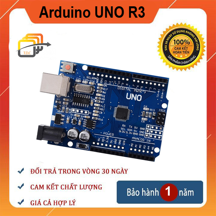 Arduino Uno R3 Chíp Dán (Tặng Cáp Nạp) | Linh Kiện Điện Tử Tdc